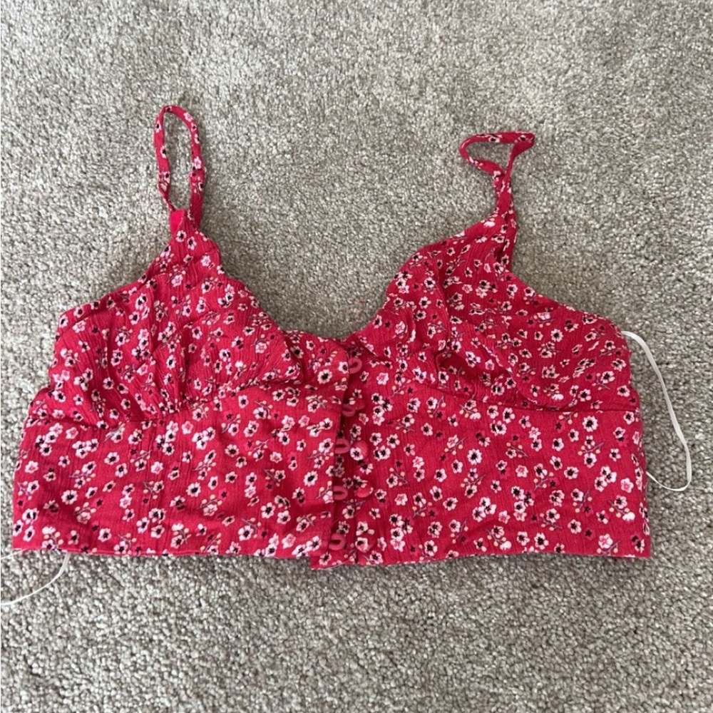 Princess Polly red cropped shirt